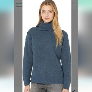 Nwt! MADEWELL Button-Shoulder Turtleneck Sweater blue wool blend pullover